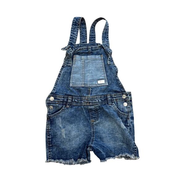 7 For All Mankind Denim Overalls Girls 6X Raw Hem Casual Cottage Boho - Picture 1 of 7